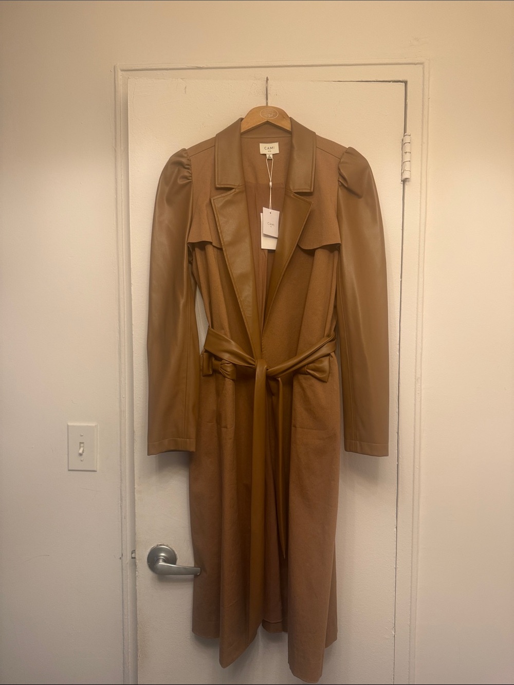 Cami NYC Brown Mixed-Media Trench Coat